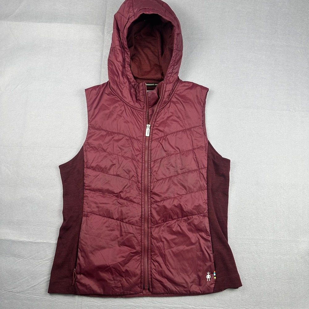 Smartwool Smartloft Hooded Vest Womens XL Burgundy Merino Wool Quilted SW016790